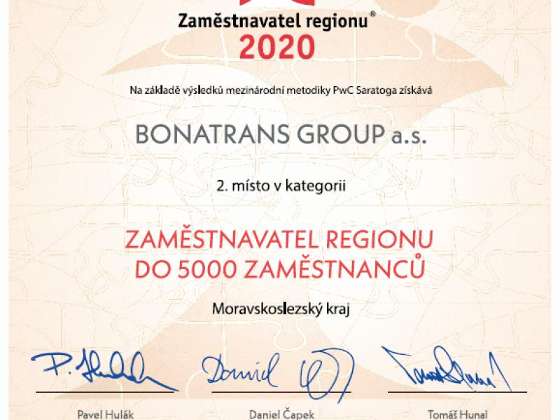 News - Ocenění Zaměstnavatel regionu 2020: 2. místo